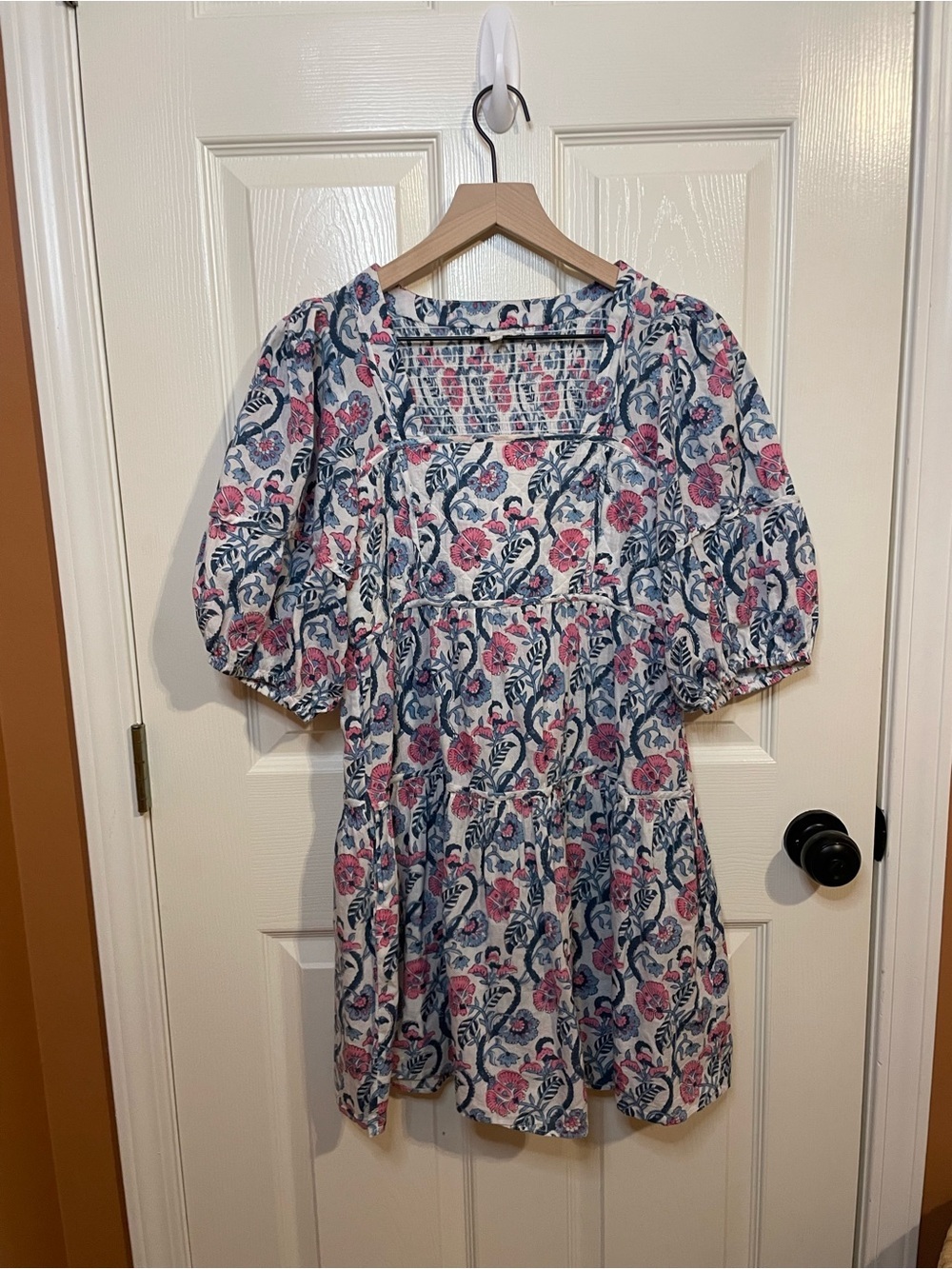 Anna Cate Harper Dress in Blue & Pink Floral Combo Cottagecore Size Small